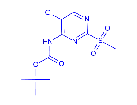 Molecular Structure of 955112-59-1 (tert-butyl N-(5-chloro-2-methylsulfonyl-pyrimidin-4-yl)carbamate)