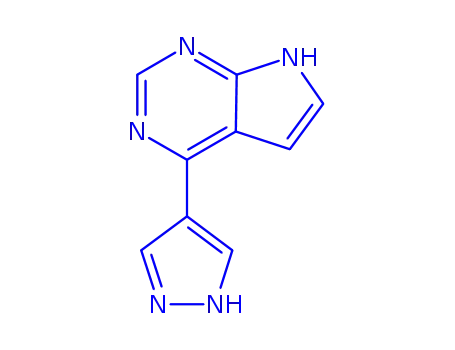 Molecular Structure of 952518-97-7 (4-(1H-pyrazol-4-yl)-7H-pyrrolo[2,3-d]pyrimidine)