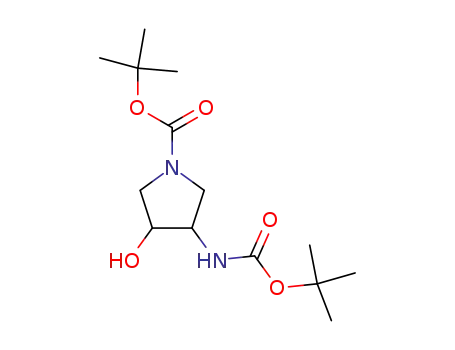 Molecular Structure of 203434-46-2 (tert-Butyl 3-(tert-butoxycarbonyl)-4-hydroxypyrrolidine-1-carboxylate)