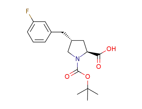 Molecular Structure of 959579-74-9 ((2S,4R)-1-(tert-butoxycarbonyl)-4-(3-fluorobenzyl)pyrrolidine-2-carboxylic acid)