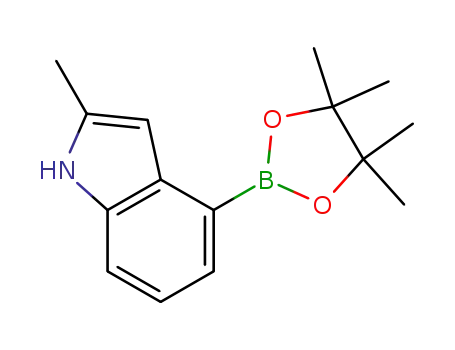 Molecular Structure of 955979-22-3 (2-methyl-4-(4,4,5,5-tetramethyl-1,3,2-dioxaborolan-2-yl)-1H-indole)