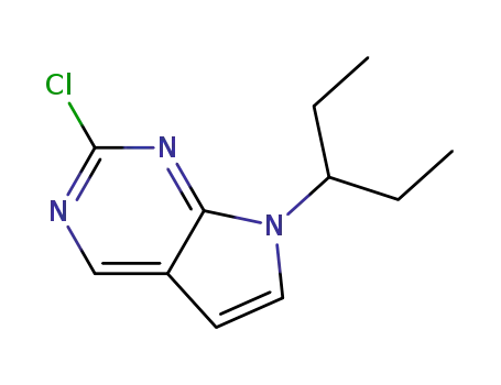 Molecular Structure of 959795-58-5 (2-Chloro-7-(pentan-3-yl)-7H-pyrrolo[2,3-d]pyrimidine)