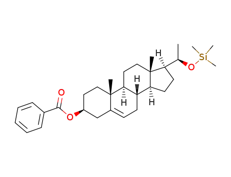 Benzoic acid (3S,8S,9S,10R,13S,14S,17S)-10,13-dimethyl-17-((R)-1-trimethylsilanyloxy-ethyl)-2,3,4,7,8,9,10,11,12,13,14,15,16,17-tetradecahydro-1H-cyclopenta[a]phenanthren-3-yl ester