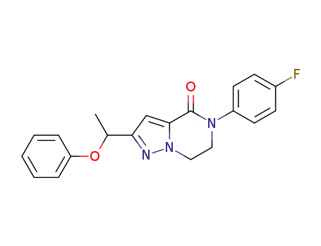 Molecular Structure of 1382784-60-2 (5-(4-fluorophenyl)-2-(1-phenoxyethyl)-6,7-dihydropyrazolo[1,5-a]pyrazin-4(5H)-one)