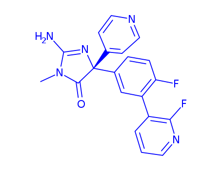 4H-Imidazol-4-one, 2-amino-5-[4-fluoro-3-(2-fluoro-3-pyridinyl)phenyl]-3,5-dihydro-3-methyl-5-(4-pyridinyl)-, (5S)-