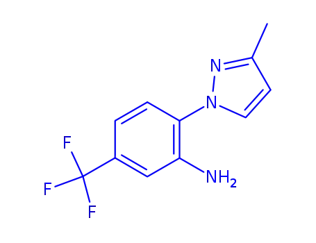 Molecular Structure of 923945-89-5 (2-(3-methyl-1H-pyrazol-1-yl)-5-(trifluoromethyl)aniline)