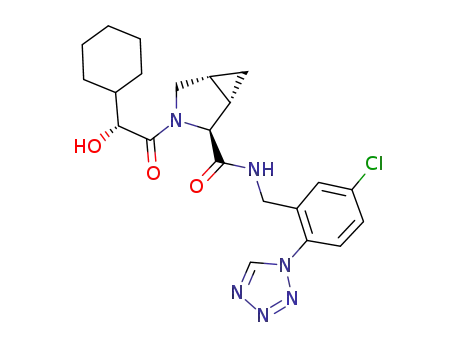 Molecular Structure of 1097133-32-8 ((1S,2S,5R)-3-((R)-2-cyclohexyl-2-hydroxyacetyl)-3-azabicyclo[3.1.0]hexane-2-carboxylic acid 5-chloro-2-tetrazol-1-ylbenzylamide)
