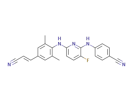 Molecular Structure of 1609686-76-1 ((E)-4-({6-[4-(2-cyanovinyl)-2,6-dimethylphenylamino]-3-fluoropyridin-2-yl}amino)benzonitrile)