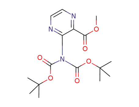Molecular Structure of 908833-92-1 (3-di-(tert-butoxycarbonyl)amino-pyrazine-2-carboxylic acid methyl ester)