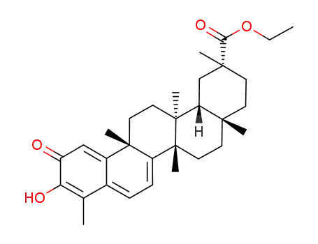 Molecular Structure of 1105067-39-7 (3-hydroxy-9β,13α-dimethyl-2-oxo-24,25,26-trinoroleana-1(10),3,5,7-tetraen-29-oic acid ethyl ester)