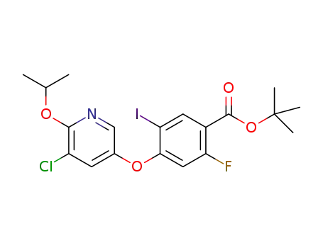 Molecular Structure of 1533431-94-5 (tert-butyl 4-((5-chloro-6-isopropoxypyridin-3-yl)oxy)-2-fluoro-5-iodobenzoate)