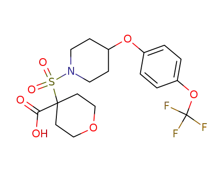 Molecular Structure of 287952-75-4 (tetrahydro-4-[[4-[4-(trifluoromethoxy)phenoxy]-1-piperidinyl]-sulfonyl]-2H-pyran-4-carboxylic acid)