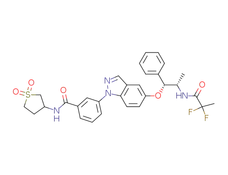 3-[5-({(1R,2S)-2-[(2,2-difluoropropanoyl)amino]-1-phenylpropyl}oxy)-1H-indazol-1-yl]-N-(1,1-dioxidotetrahydrothiophen-3-yl)benzamide