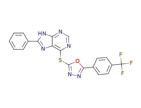 2-[(8-phenyl-9H-purin-6-yl)thio]-5-[4-(trifluoromethyl)phenyl]-1,3,4-oxadiazole