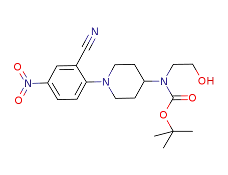 2-[4-[N-tert-butoxycarbonyl-N-(2-hydroxyethylamino)]piperidin-1-yl]-5-nitro-benzonitrile