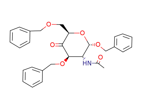 Molecular Structure of 129728-97-8 (benzyl 2-acetamido-3,6-di-O-benzyl-2-deoxy-α-D-xylo-hexo-4-ulopyranoside)
