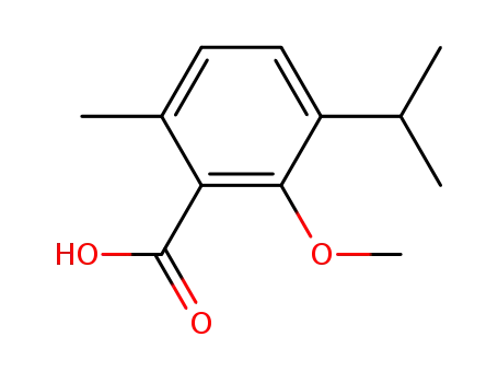 Molecular Structure of 72135-27-4 (Benzoic acid, 2-methoxy-6-methyl-3-(1-methylethyl)-)