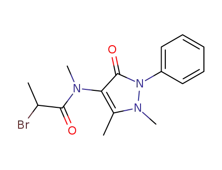 Molecular Structure of 100974-58-1 (2-bromo-propionic acid-[(1,5-dimethyl-3-oxo-2-phenyl-2,3-dihydro-1<i>H</i>-pyrazol-4-yl)-methyl-amide])