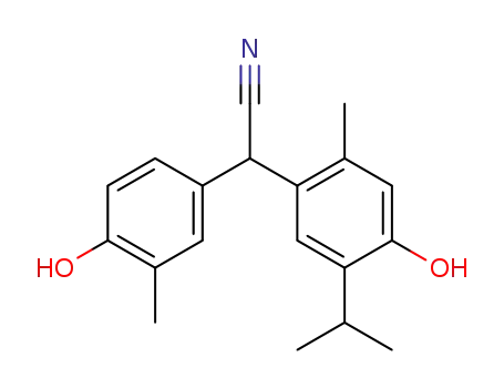 Molecular Structure of 860742-62-7 ((4-hydroxy-5-isopropyl-2-methyl-phenyl)-(4-hydroxy-3-methyl-phenyl)-acetonitrile)