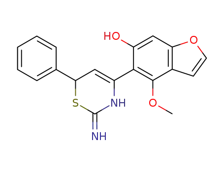 Molecular Structure of 61340-62-3 (6-Benzofuranol, 5-(2-amino-6-phenyl-6H-1,3-thiazin-4-yl)-4-methoxy-)