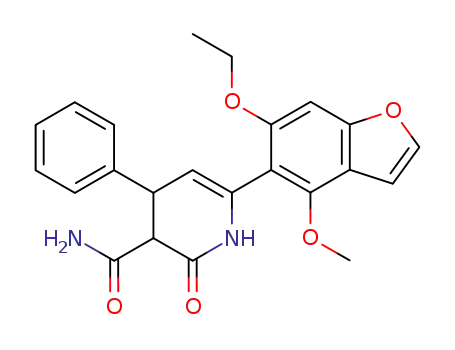 Molecular Structure of 62062-03-7 (3-Pyridinecarboxamide,
6-(6-ethoxy-4-methoxy-5-benzofuranyl)-1,2,3,4-tetrahydro-2-oxo-4-phen
yl-)