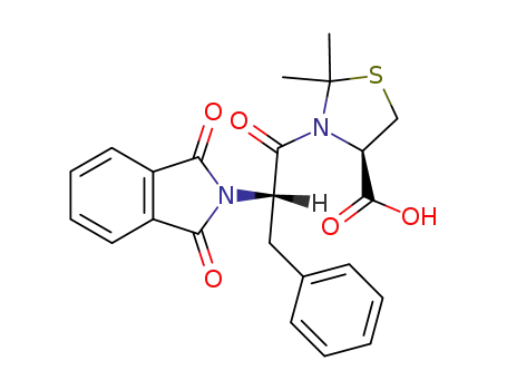 Molecular Structure of 102889-84-9 ((<i>R</i>)-2,2-dimethyl-3-(<i>N</i>,<i>N</i>-phthaloyl-L-phenylalanyl)-thiazolidine-4-carboxylic acid)