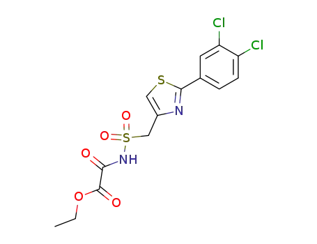 Molecular Structure of 89873-41-6 (Acetic acid,
[[[[2-(3,4-dichlorophenyl)-4-thiazolyl]methyl]sulfonyl]amino]oxo-, ethyl
ester)
