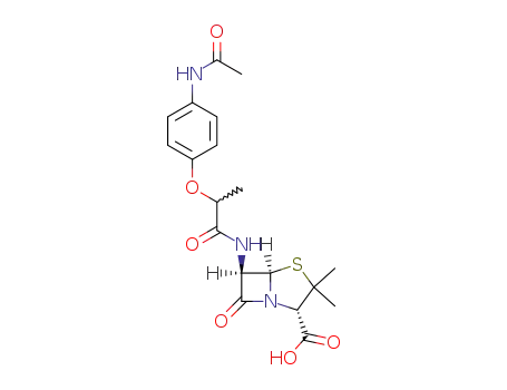Molecular Structure of 94916-04-8 (6β-[(Ξ)-2-(4-acetylamino-phenoxy)-propionylamino]-penicillanic acid)