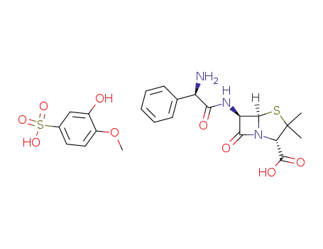 4-Thia-1-azabicyclo[3.2.0]heptane-2-carboxylic acid,6-[[(2R)-aminophenylacetyl]amino]-3,3- dimethyl-7-oxo-,(2S,5R,6R)-,mono(3-hydroxy-4-methoxybenzenesulfonate) 