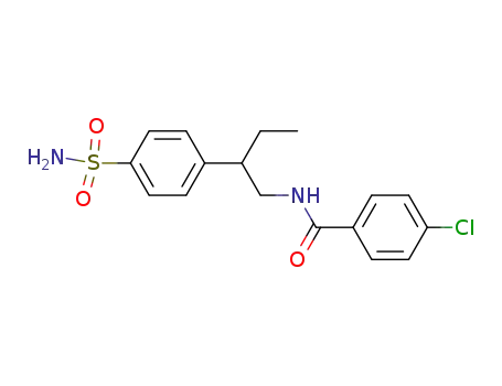 Molecular Structure of 25199-68-2 (4-Chloro-N-[2-(4-sulfamoyl-phenyl)-butyl]-benzamide)