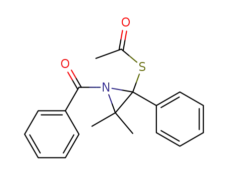 Molecular Structure of 89873-98-3 (Ethanethioic acid, S-(1-benzoyl-3,3-dimethyl-2-phenyl-2-aziridinyl) ester)