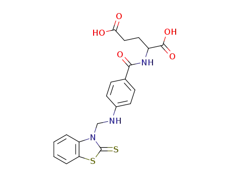 Molecular Structure of 67726-25-4 (L-Glutamic acid,
N-[4-[[(2-thioxo-3(2H)-benzothiazolyl)methyl]amino]benzoyl]-)