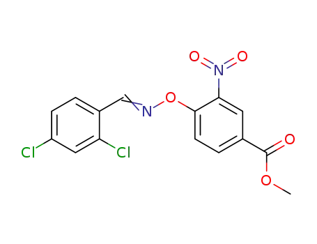 Benzoic acid, 4-[[[(2,4-dichlorophenyl)methylene]amino]oxy]-3-nitro-,
methyl ester