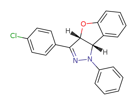 Molecular Structure of 40277-68-7 (3-(4-chloro-phenyl)-1-phenyl-(3a<i>r</i>,8b<i>c</i>)-3a,8b-dihydro-1<i>H</i>-benzo[4,5]furo[3,2-<i>c</i>]pyrazole)