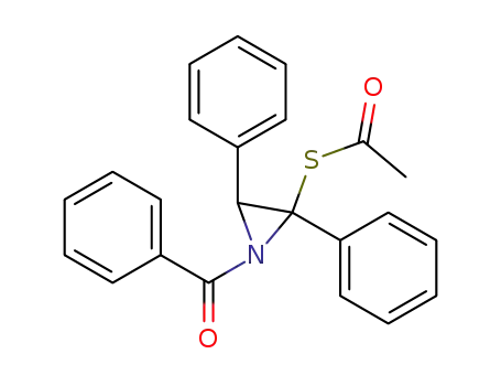 Molecular Structure of 89874-02-2 (Ethanethioic acid, S-(1-benzoyl-2,3-diphenyl-2-aziridinyl) ester)