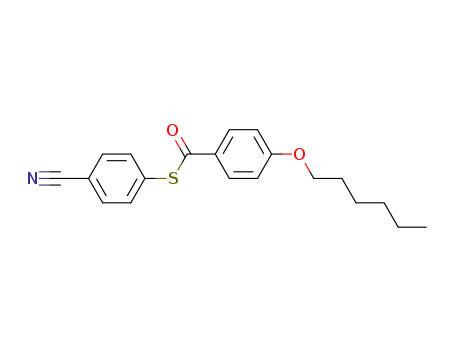 Molecular Structure of 64409-03-6 (Benzenecarbothioic acid, 4-(hexyloxy)-, S-(4-cyanophenyl) ester)