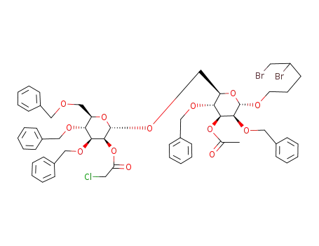Chloro-acetic acid (2S,3S,4S,5R,6R)-2-[(2R,3R,4S,5S,6S)-4-acetoxy-3,5-bis-benzyloxy-6-(4,5-dibromo-pentyloxy)-tetrahydro-pyran-2-ylmethoxy]-4,5-bis-benzyloxy-6-benzyloxymethyl-tetrahydro-pyran-3-yl ester