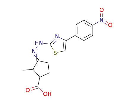 2-methyl-3-{[4-(4-nitro-phenyl)-thiazol-2-yl]-hydrazono}-cyclopentanecarboxylic acid