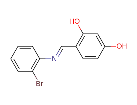 Molecular Structure of 112628-79-2 (1,3-Benzenediol, 4-[[(2-bromophenyl)imino]methyl]-)