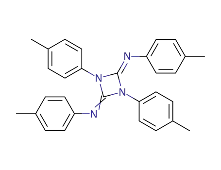 Molecular Structure of 40783-37-7 (Benzenamine,
N,N'-[1,3-bis(4-methylphenyl)-1,3-diazetidine-2,4-diylidene]bis[4-methyl
-)