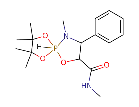 Molecular Structure of 38057-83-9 (2,2,3,3,9-pentamethyl-8-phenyl-1,4,6-trioxa-9-aza-5λ<sup>5</sup>-phospha-spiro[4.4]nonane-7-carboxylic acid methylamide)