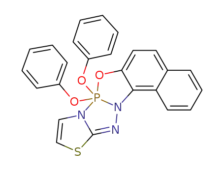 8,8-diphenoxy-8λ<sup>5</sup>-naphtho[1',2':4,5][1,3,2]oxazaphospholo[3,2-<i>b</i>]thiazolo[3,2-<i>d</i>][1,2,4,3]triazaphosphole