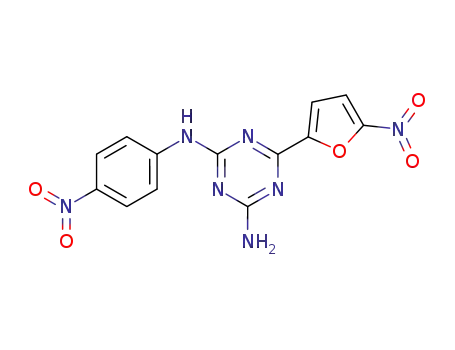 Molecular Structure of 96461-64-2 (6-(5-nitro-furan-2-yl)-<i>N</i>-(4-nitro-phenyl)-[1,3,5]triazine-2,4-diamine)