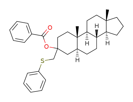 Molecular Structure of 78514-54-2 (Benzoic acid (5S,8S,9S,10S,13S,14S)-10,13-dimethyl-3-phenylsulfanylmethyl-hexadecahydro-cyclopenta[a]phenanthren-3-yl ester)