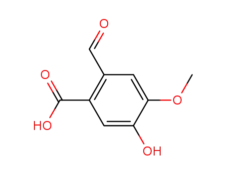 Molecular Structure of 147904-77-6 (2-formyl-5-hydroxy-4-methoxy-benzoic acid)