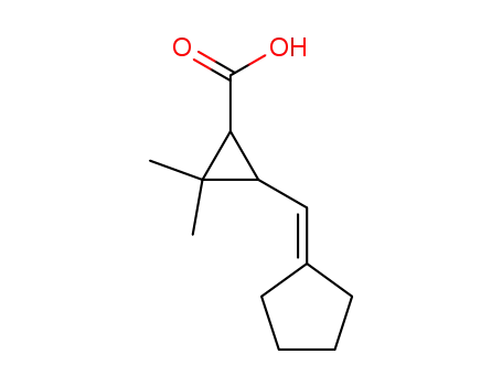 Molecular Structure of 39515-49-6 (Cyclopropanecarboxylic acid, 3-(cyclopentylidenemethyl)-2,2-dimethyl-)