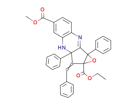 Molecular Structure of 33873-25-5 (3-benzylidene-1,2-epoxy-1,3a-diphenyl-2,3,3a,4-tetrahydro-1<i>H</i>-cyclopenta[<i>b</i>]quinoxaline-2,6-dicarboxylic acid 2-ethyl ester 6-methyl ester)