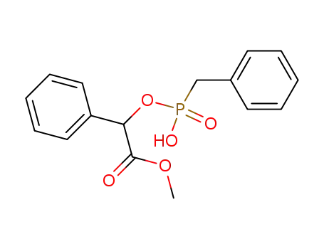 Molecular Structure of 144108-14-5 (Benzeneacetic acid, a-[[hydroxy(phenylmethyl)phosphinyl]oxy]-,
monomethyl ester, (R)-)