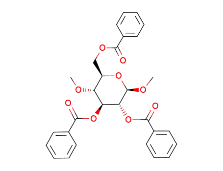 Molecular Structure of 908574-92-5 (methyl-(<i>O</i><sup>2</sup>,<i>O</i><sup>3</sup>,<i>O</i><sup>6</sup>-tribenzoyl-<i>O</i><sup>4</sup>-methyl-β-D-glucopyranoside))