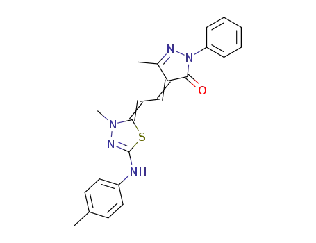 5-methyl-4-{2-[3-methyl-5-(4-methyl-anilino)-3<i>H</i>-[1,3,4]thiadiazol-2-ylidene]-ethylidene}-2-phenyl-2,4-dihydro-pyrazol-3-one
